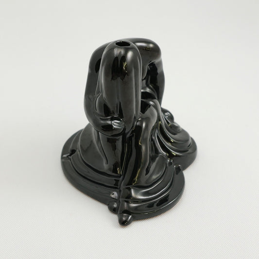 Frankoma <br> Factory Lamp Base <br> c. 1942, H. 5 1/2" <br> Onyx Black <br> Ada Clay, Unmarked <br> <br> Free Shipping
