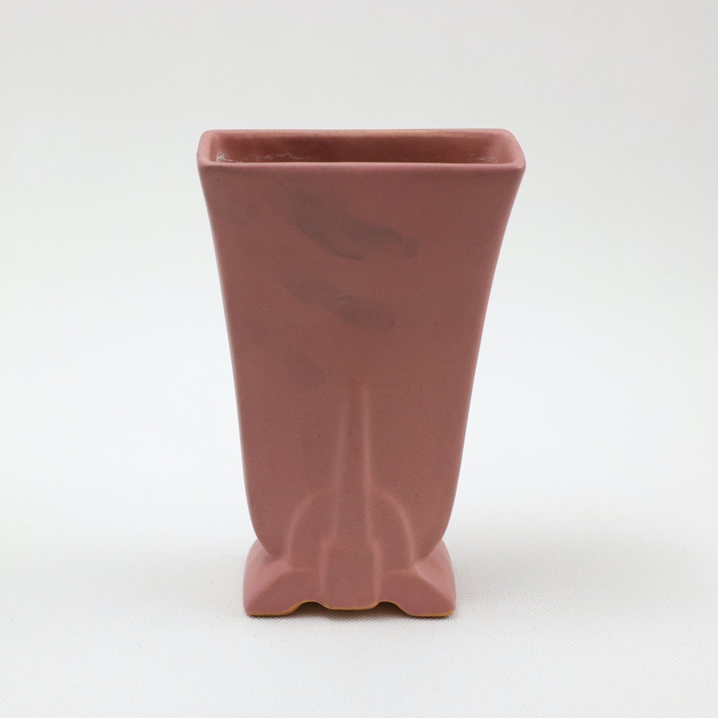 Frankoma <br> #36 Flat Spire Vase <br> c. 1942, H. 6 1/2" <br> Dusty Rose <br> Ada Clay, Oblong 0 <br> <br> Free Shipping