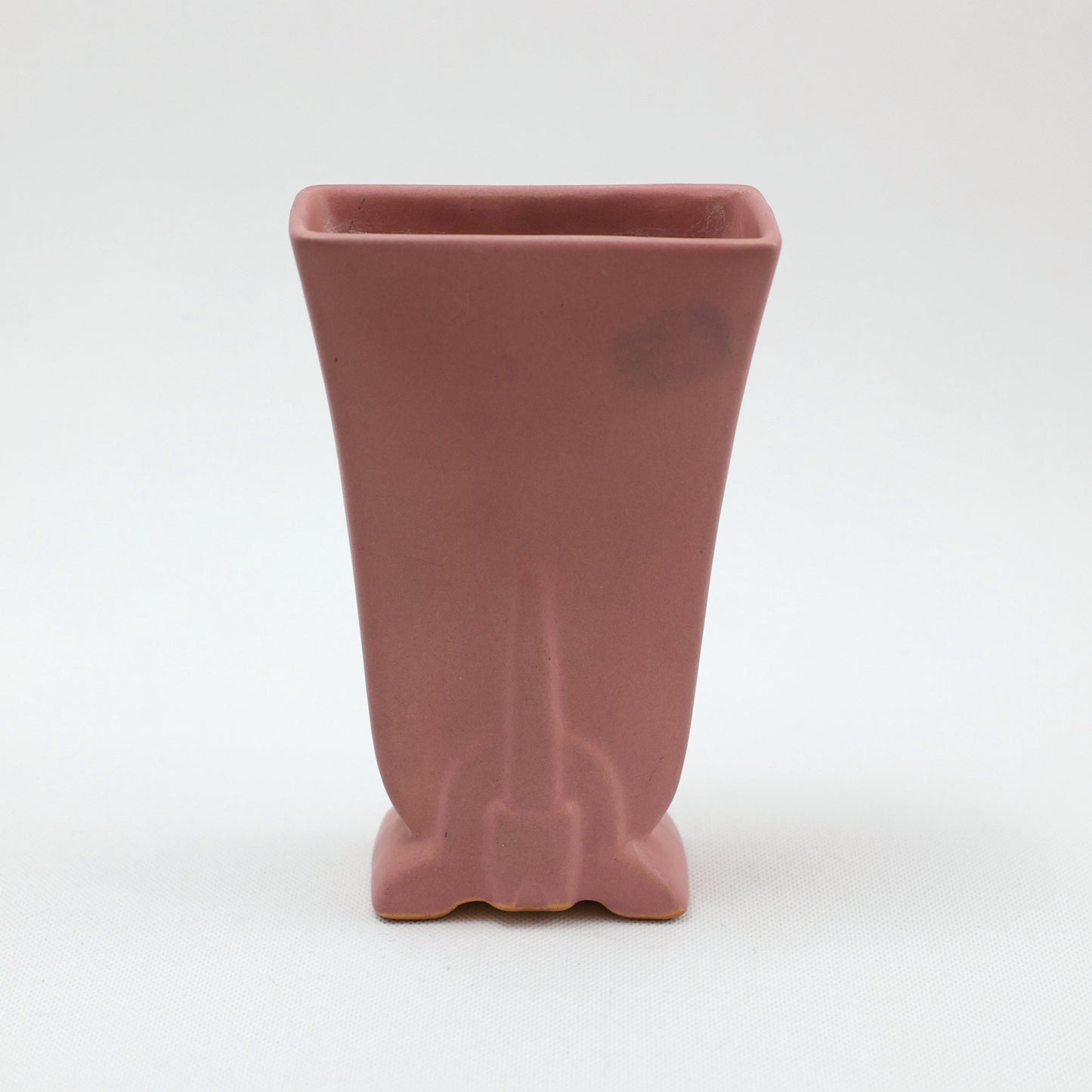 Frankoma <br> #36 Flat Spire Vase <br> c. 1942, H. 6 1/2" <br> Dusty Rose <br> Ada Clay, Oblong 0 <br> <br> Free Shipping