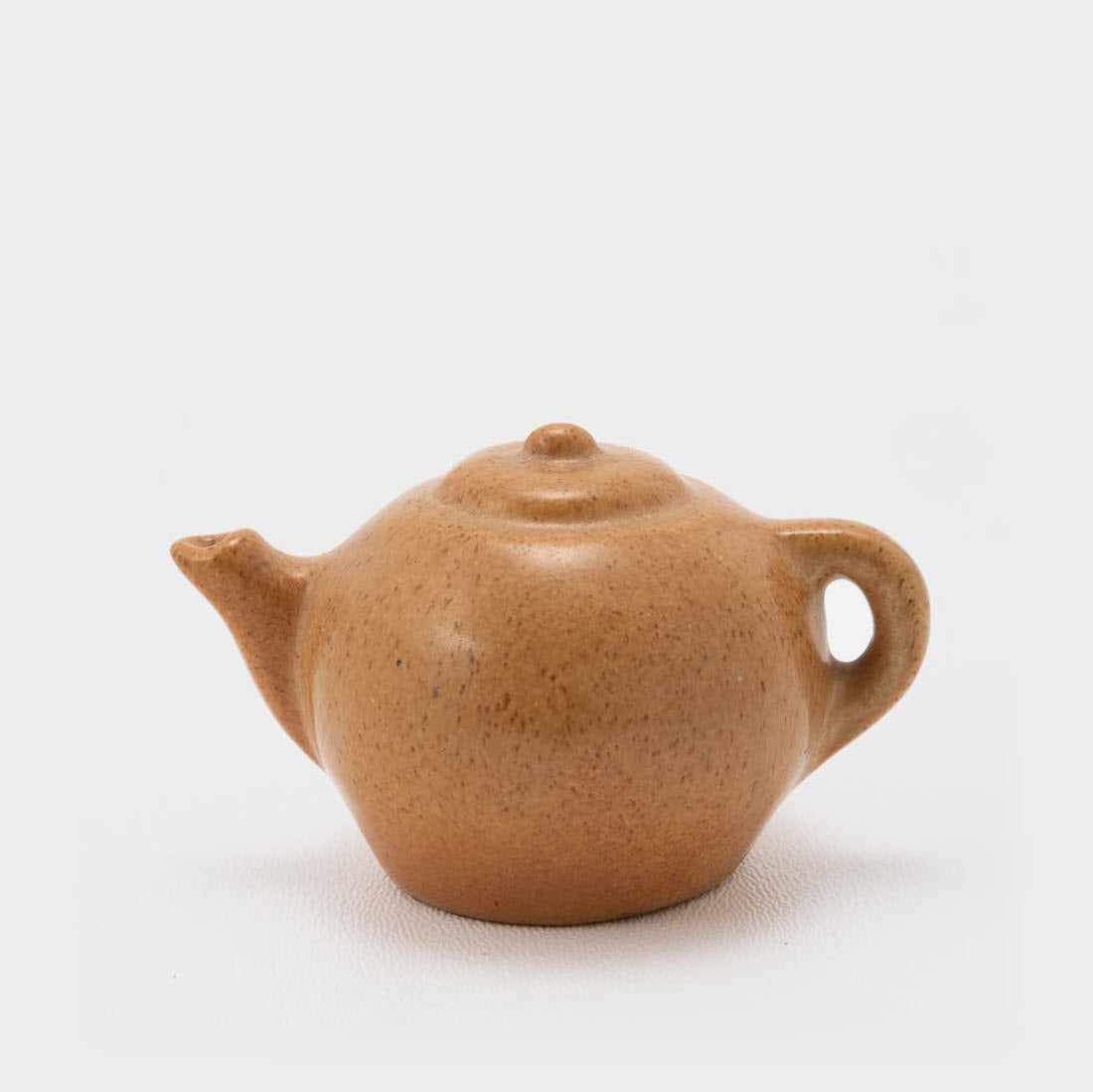 Frankoma <br> Miniature Teapot <br> c. 1936-1938, H. 2" <br> Fawn Brown <br> Ada Clay, Unmarked