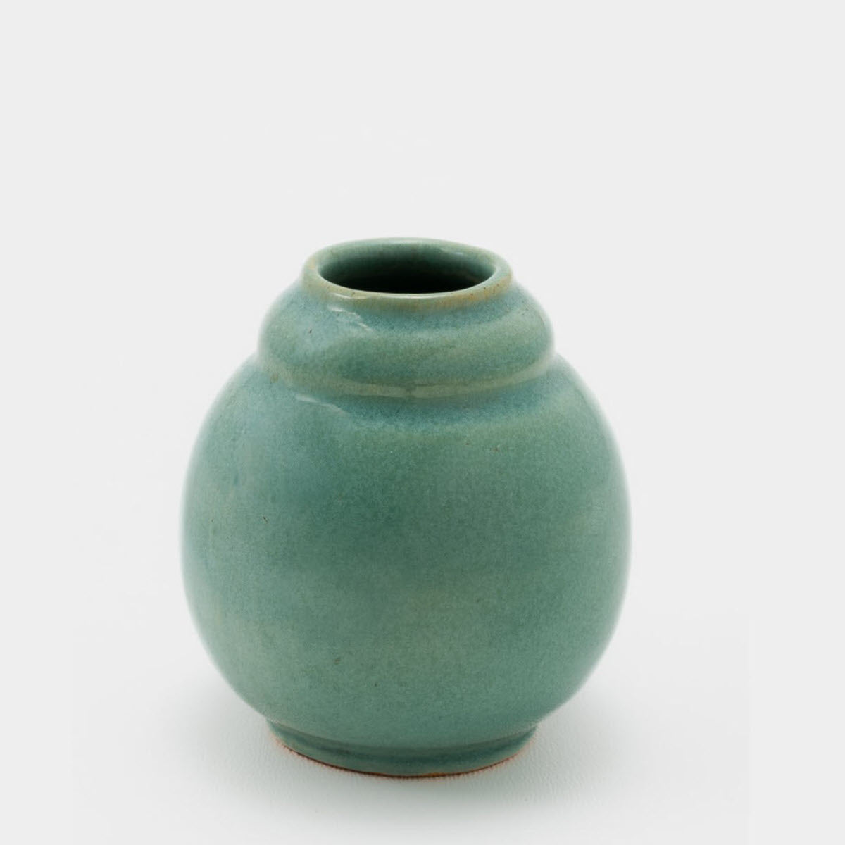 Frank Potteries <br> #293 Vase <br> c. 1933-1934, H. 3" <br> *Seafoam Green <br> Ada Clay, Ink Stamp