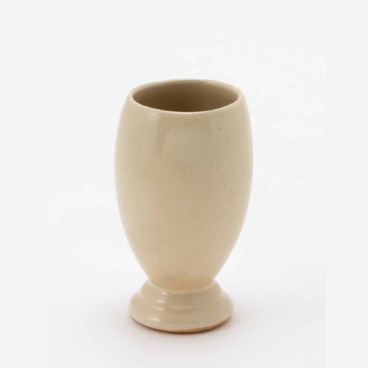 Frank Potteries <br> Miniature Vase <br> c. 1933-1934, H. 3 1/2" <br> Ivory Glaze <br> Ada Clay, Ink Stamp