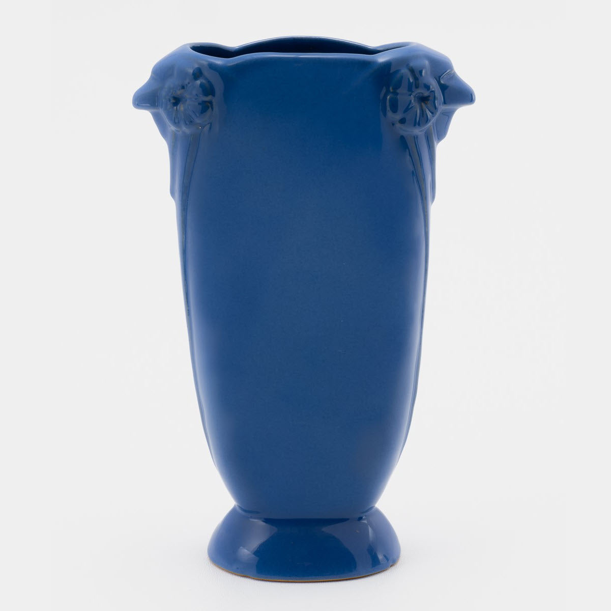 Frankoma <br> #74 Ram's Head Vase <br> c. 1936-1938, H. 9 1/4" <br> Royal Blue <br> Ada Clay, Round O