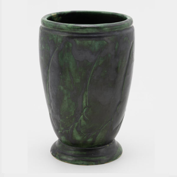 Frank Potteries <br> #75 Vase <br> c. 1933-1934, H. 9 1/4" <br> Pompeian Bronze <br> Ada Clay, Ink Stamp