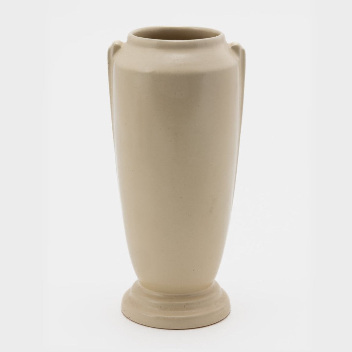 Frankoma <br> #78 Tall Round Vase <br> c. 1936-1938, H. 8 3/4" <br> Ivory Glaze <br> Ada Clay, Cat Mark