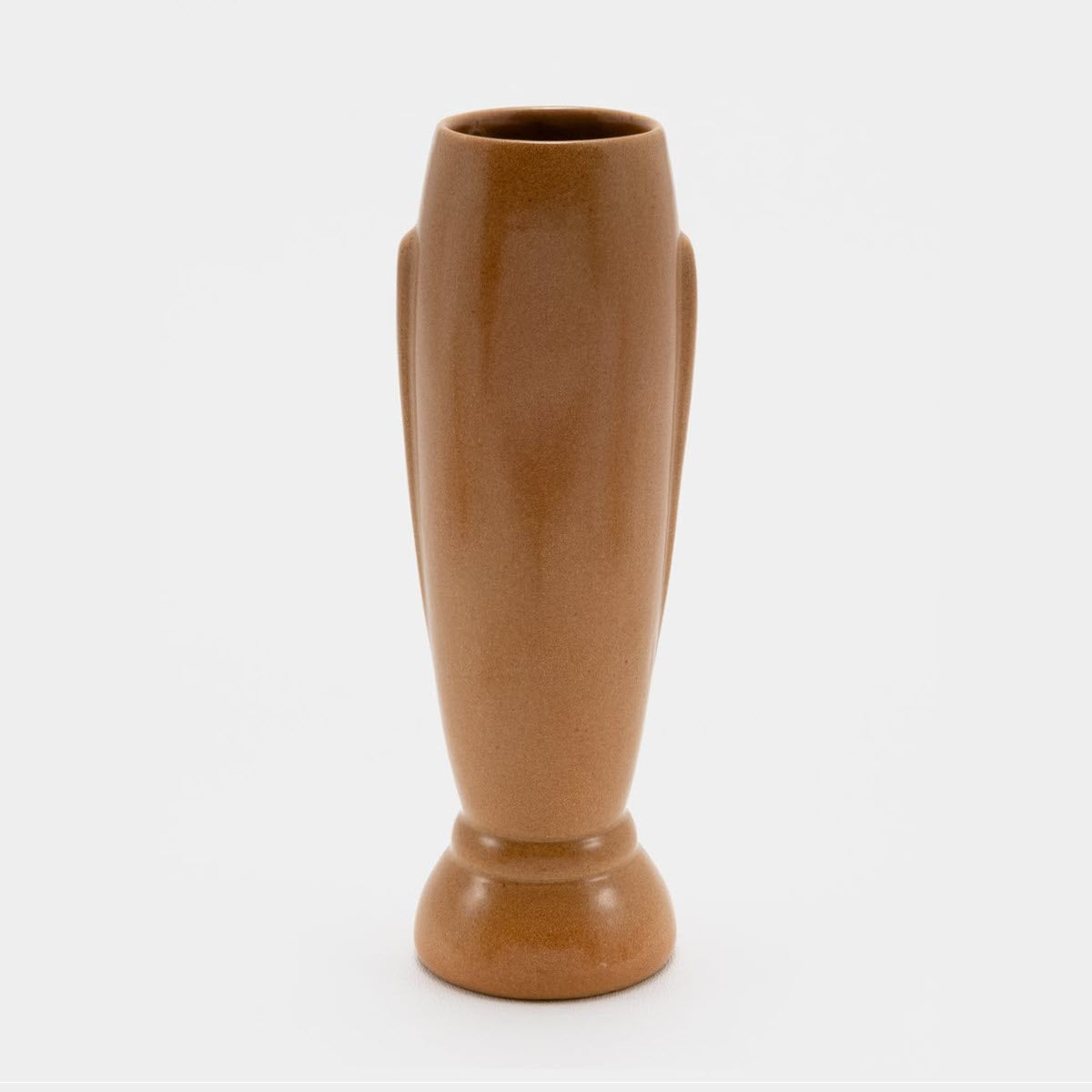 Frankoma <br> #43 Crocus Vase <br> c. 1936-1938, H. 8" <br> Fawn Brown <br> Ada Clay, Cat Mark