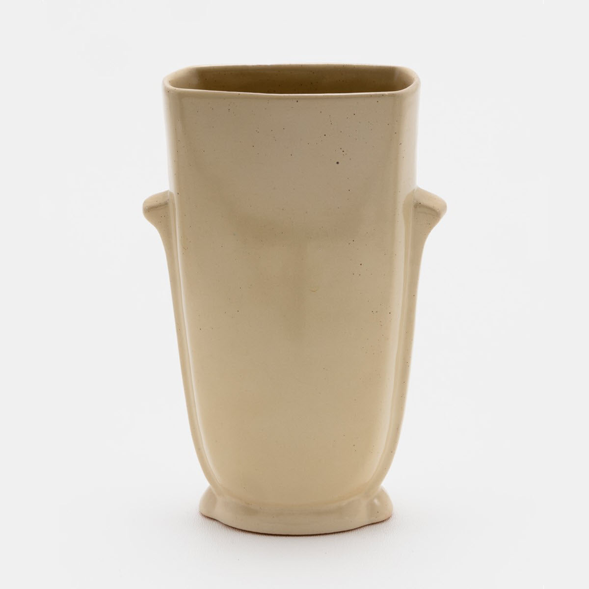 Frankoma <br> #40 Flat Vase <br> c. 1936-1938, H. 6 1/2" <br> Ivory Glaze <br> Ada Clay, Round O