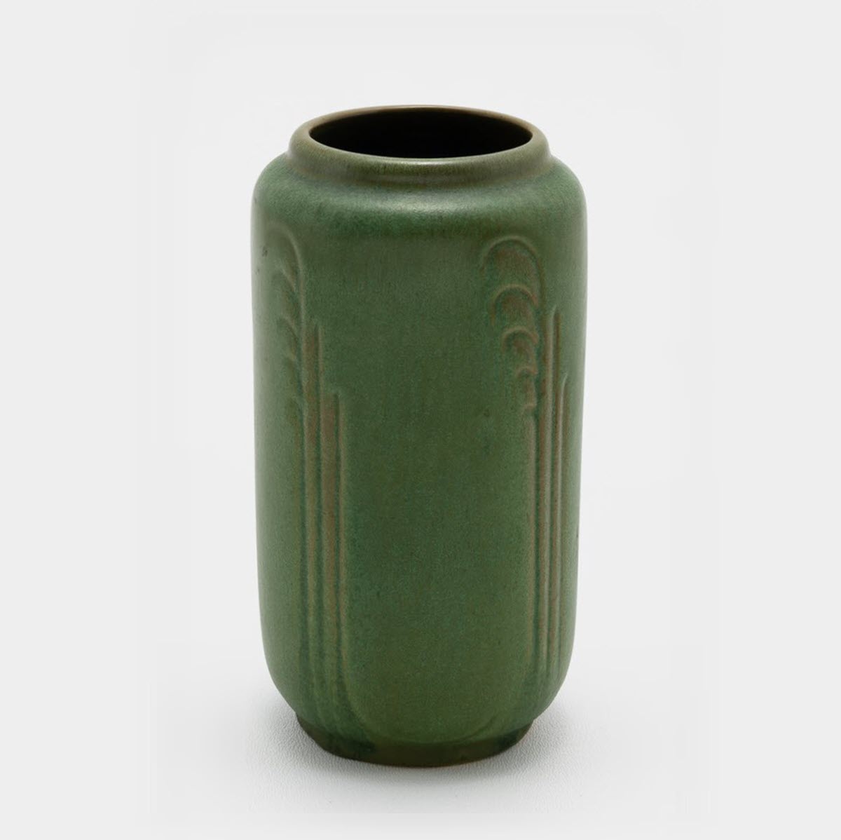 Frankoma <br> #28 Vase <br> c. 1934, H. 6 1/2" <br> Prairie Green <br> Ada Clay, Ink Stamp