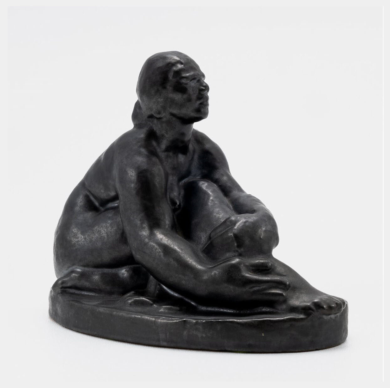 Frank Potteries <br> #101 Amazon Woman <br> c. 1933-1934, H. 8" <br> Gun Metal <br> Ada Clay, Unmarked