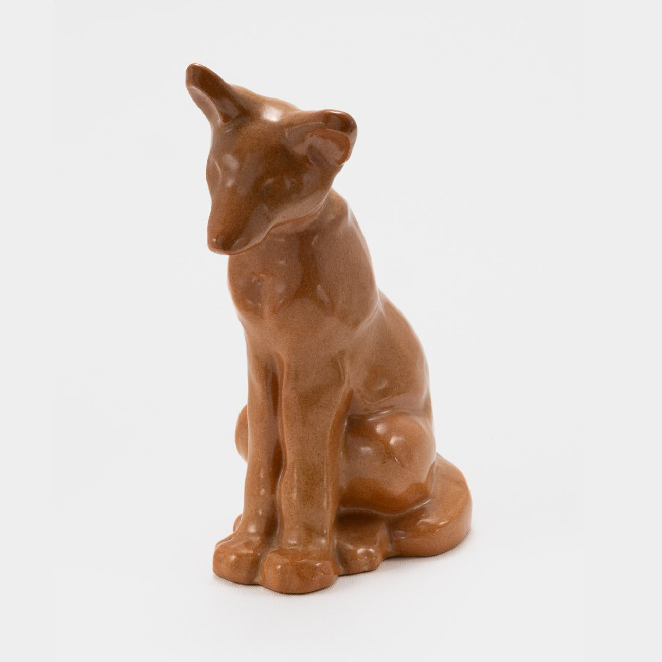 Frankoma <br> #105 Coyote Pup <br> c. 1936-1938, H. 7 3/4" <br> Fawn Brown <br> Ada Clay, Round O