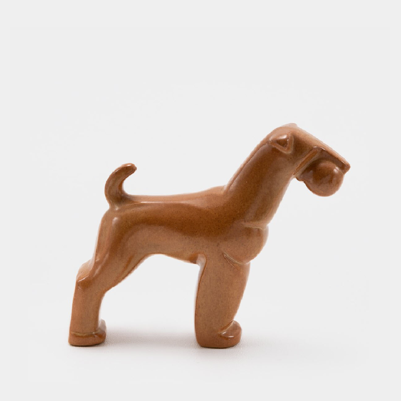 Frankoma <br> #148 Large Terrier <br> c. 1936-1938, H. 5 1/4" <br> Fawn Brown <br> Ada Clay, Round O