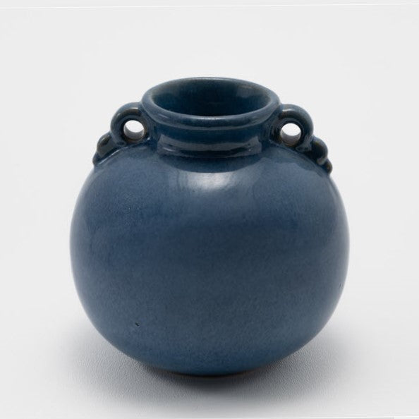 Frankoma <br> #37 Vase <br> c. 1936-1938, H. 4 1/2" <br> Early Blue <br> Ada Clay, Cat Mark