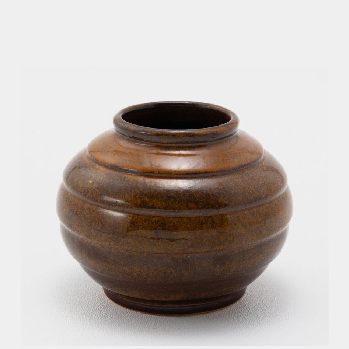 Frank Potteries <br> #13 Vase <br> c. 1933-1934, H. 3" <br> Texas Brown <br> Ada Clay, Ink Stamp