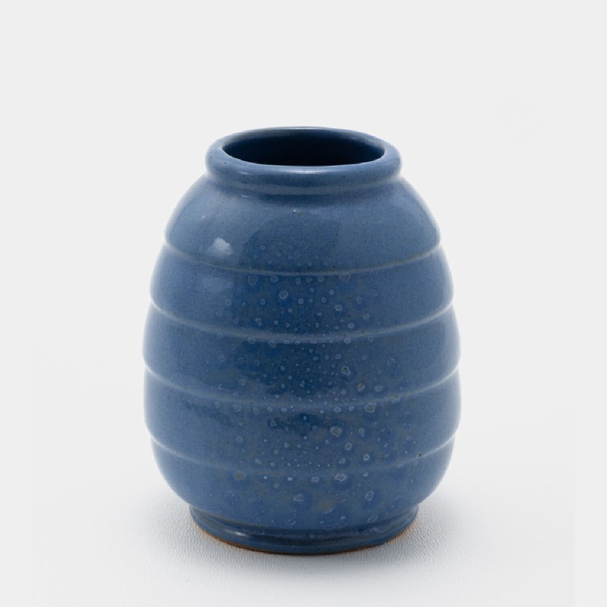 Frank Potteries <br> #12 Vase <br> c. 1933-1934, H. 4 1/4" <br> Royal Blue <br> Ada Clay, Ink Stamp