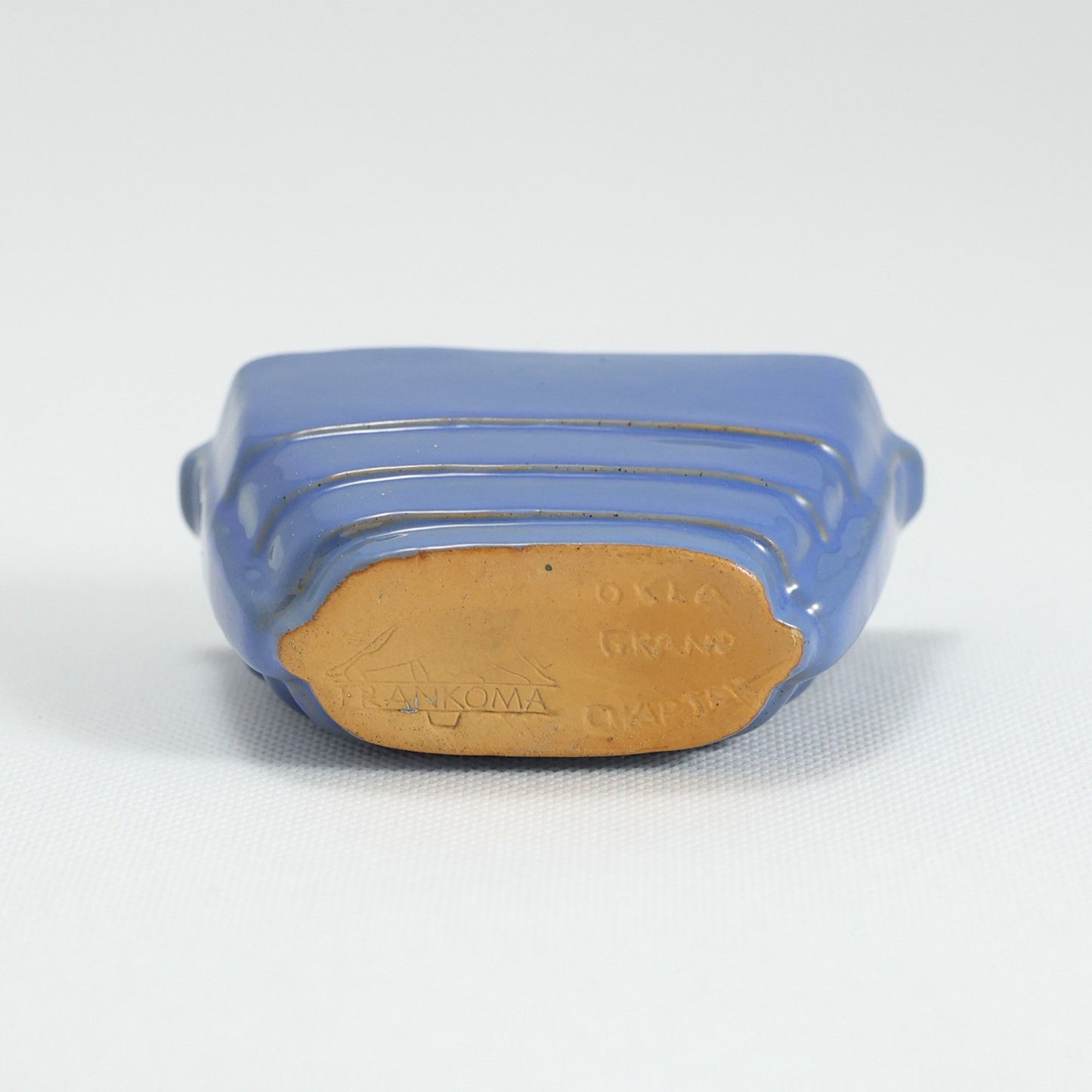 Frankoma <br> #16 Toothpick Holder <br> c. 1936-1938, H. 2" <br> Royal Blue <br> Ada Clay, Cat Mark <br> <br> Free Shipping