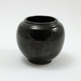 Frankoma <br> #6 Round Vase <br> c. 1936-1938, H. 3 3/4" <br> Onyx Black <br> Ada Clay, Round O <br> <br> Free Shipping