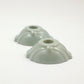 Frankoma <br> #300 Candle Holders <br> c. 1936-1938, H. 2" <br> Dove Gray <br> Ada Clay, Cat Mark <br> <br> Free Shipping