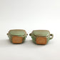 Frankoma <br> #42 Creamer | Sugar <br> c. 1942, H. 3" <br> Prairie Green <br> Ada Clay, Oblong 0 <br> <br> Free Shipping