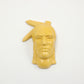 Frankoma <br> #131 Indian Mask <br> c. 1942, H. 5" <br> Matte Yellow <br> Ada Clay, Oblong 0 <br> <br> Free Shipping