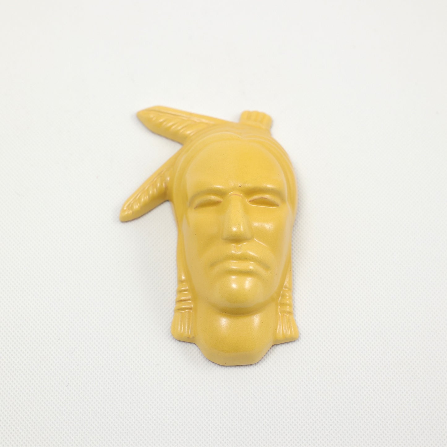 Frankoma <br> #131 Indian Mask <br> c. 1942, H. 5" <br> Matte Yellow <br> Ada Clay, Oblong 0 <br> <br> Free Shipping