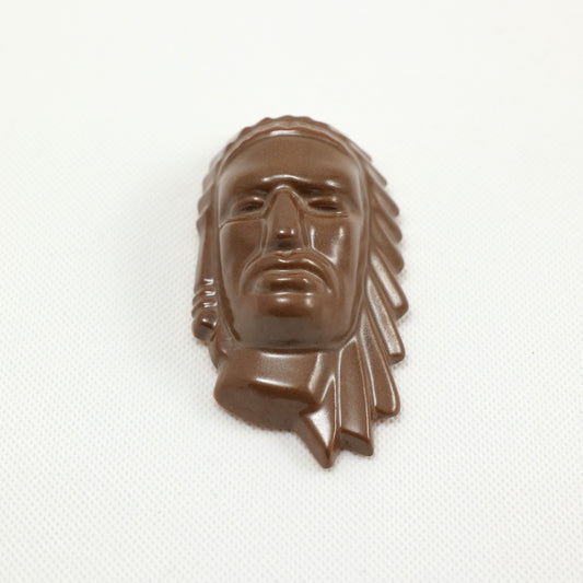 Frankoma <br> #135 Indian Mask <br> c. 1936-1938, H. 2 1/2" <br> Mocha Brown <br> Ada Clay, Round O <br> <br> Free Shipping