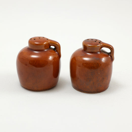 Frankoma <br> #10H Jug Shakers <br> c. 1942, H. 2 1/4" <br> Osage Brown <br> Ada Clay, Unmarked <br> <br> Free Shipping