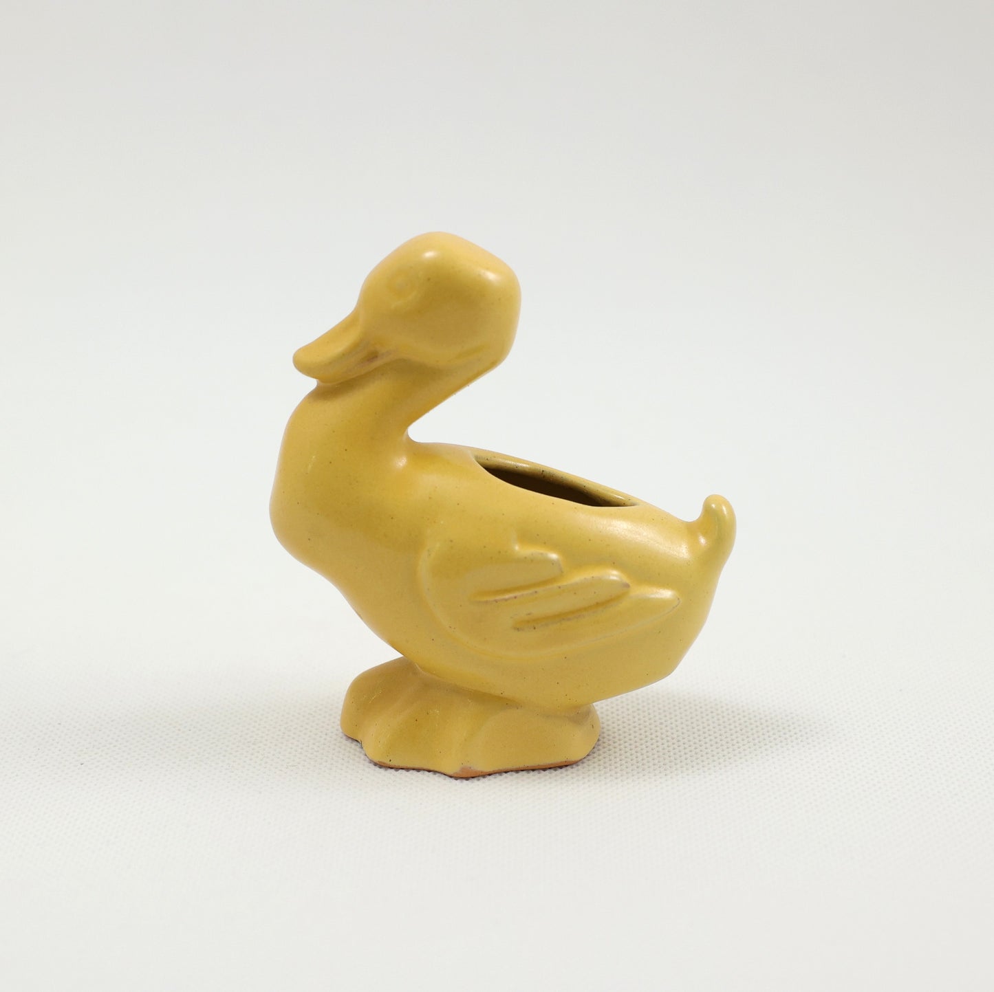 Frankoma <br> #184 Miniature Duck <br> c. 1942, H. 3 3/4" <br> Matte Yellow <br> Ada Clay, Oblong 0 <br> <br> Free Shipping