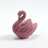 Frankoma <br> #168 Miniature Swan <br> c. 1942, H. 3" <br> Red Bud <br> Ada Clay, Unmarked <br> <br> Free Shipping