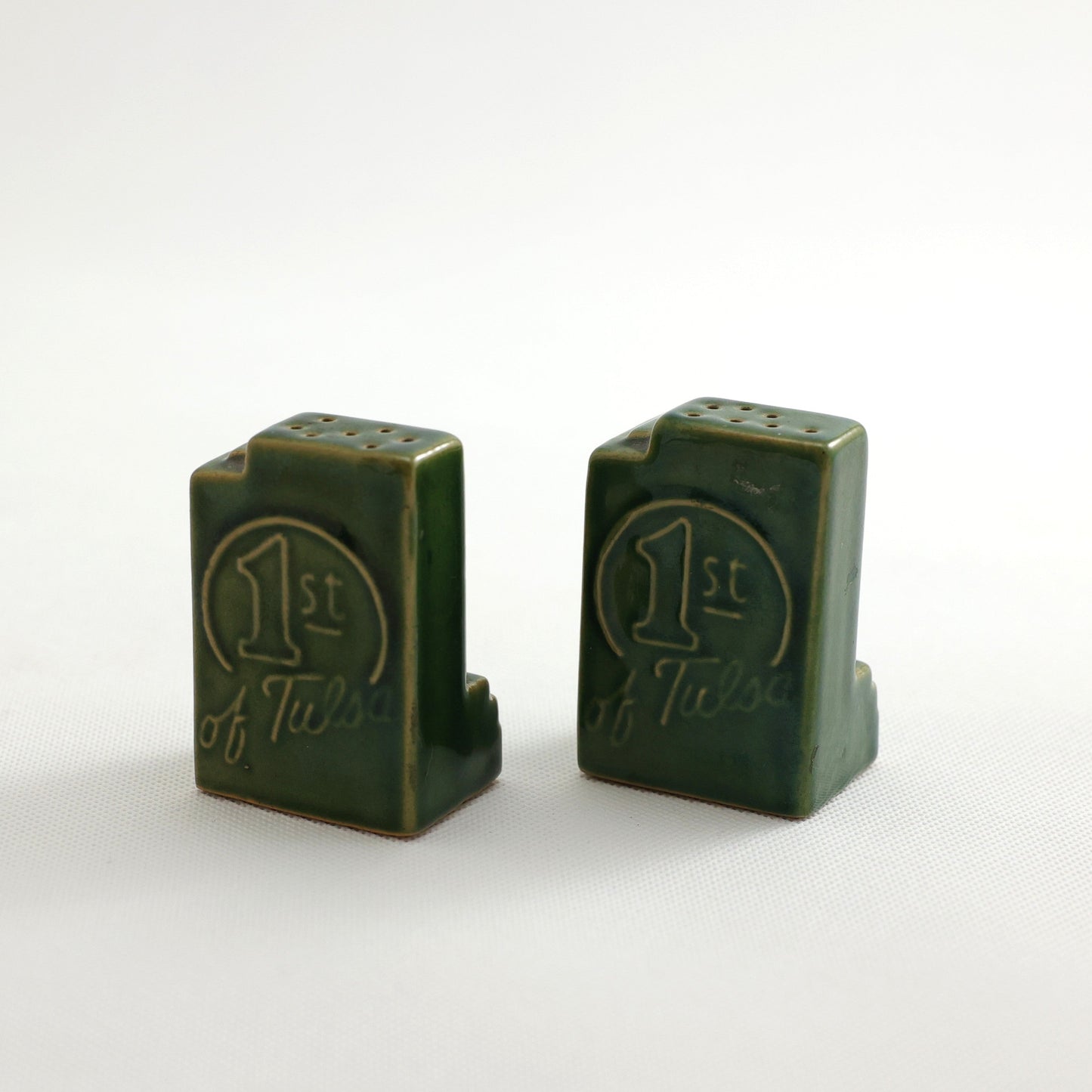 Frankoma <br> 1st of Tulsa Shakers <br> c. 1950's, H. 2 1/2" <br> Celadon Green <br> Ada Clay, Unmarked <br> <br> Free Shipping