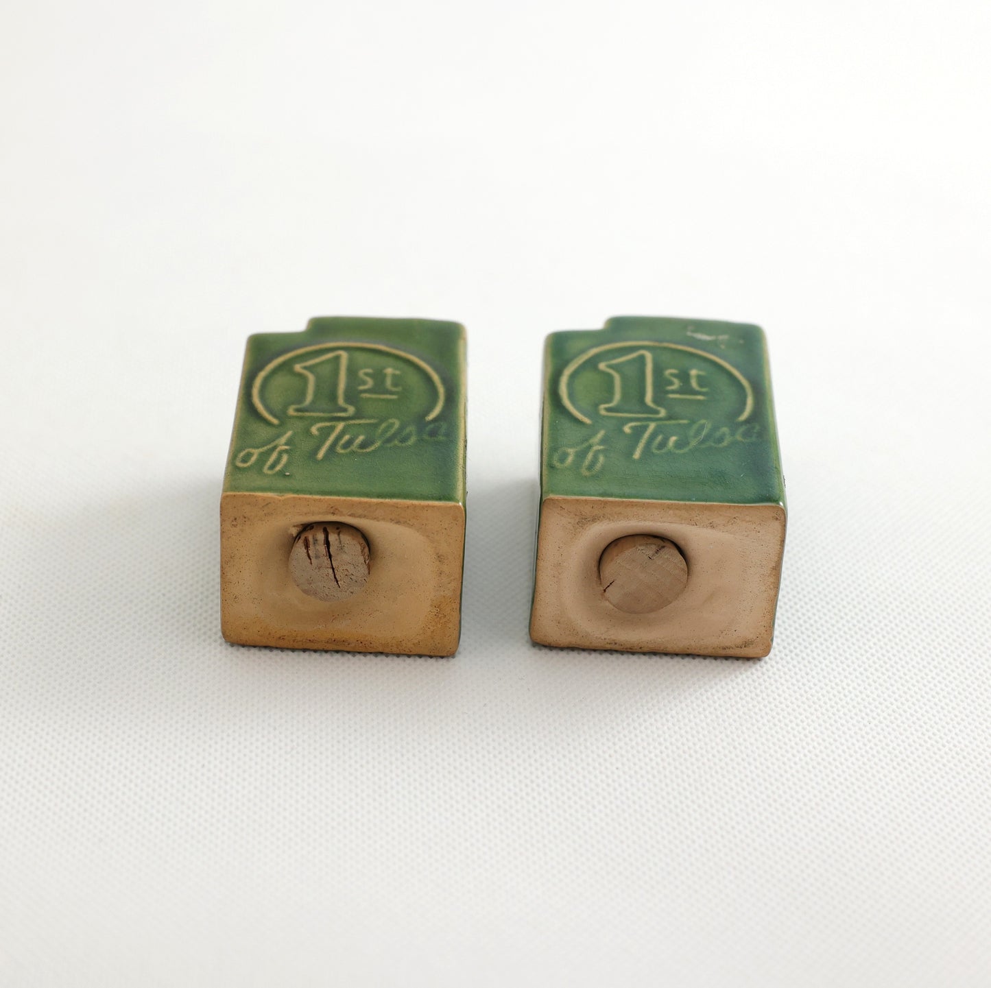 Frankoma <br> 1st of Tulsa Shakers <br> c. 1950's, H. 2 1/2" <br> Celadon Green <br> Ada Clay, Unmarked <br> <br> Free Shipping