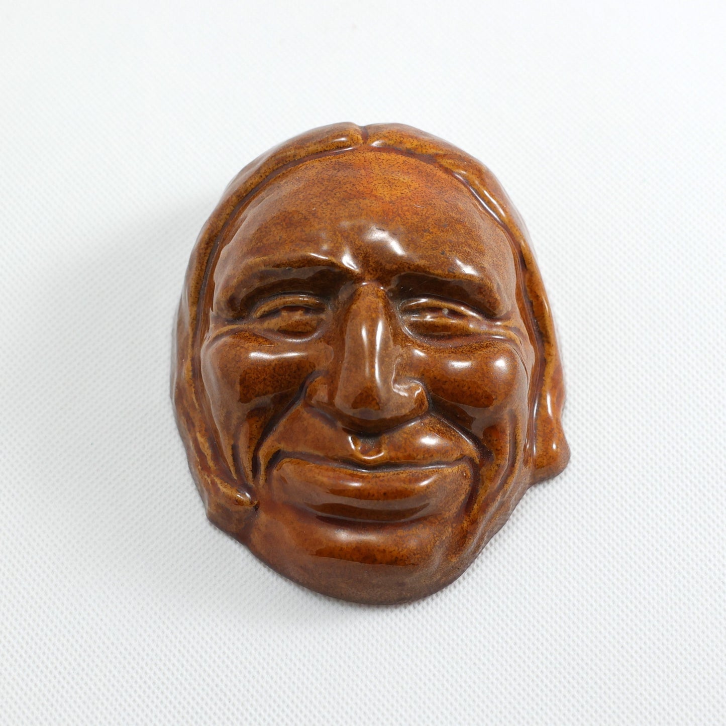 Frankoma <br> #186 Smiling Indian <br> c. 1942, H. 4 1/2" <br> Osage Brown <br> Ada Clay, Oblong 0 <br> <br> Free Shipping