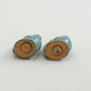 Frankoma <br> #558H Snail Shakers <br> c. 1942, H. 1 3/4" <br> Indian Blue <br> Ada Clay, Unmarked <br> <br> Free Shipping